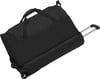 Schwarze Reisetasche auf Rädern mit Teleskopgriff und Henkeln.
