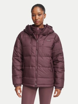 Damen-Steppjacke mit Kapuze in Dunkelviolett.