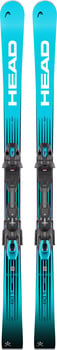 Head Race Ti Skier in Blau mit schwarzen Bindungen.