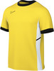 Gelbes Nike-T-Shirt mit schwarzem Kragen und weißen Seitenpaneelen.