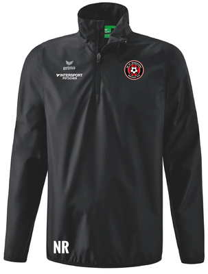 Schwarze Jacke mit Teamlogo und Initialen NR.