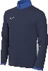 Dunkelblaue Nike-Jacke mit weißem Logo und blauem Kragen.
