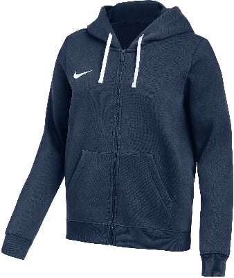 Marineblaue Kapuzenjacke mit weißen Kordeln und Nike-Logo.