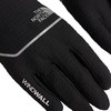 Schwarze Handschuhe von The North Face mit reflektierenden Elementen und Windwall-Aufschrift.