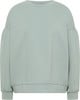 Hellgrüner Pullover mit langen Ärmeln und Rundhalsausschnitt.