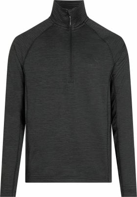Herren-Pullover in Schwarz mit Stehkragen, kurzem Reißverschluss und feinem Streifenmuster. Herren-Pullover in Schwarz mit Stehkragen, kurzem Reißverschluss und feinem Streifenmuster.