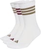 Weiße Adidas-Socken mit braunen und weinroten Streifen und Logo.