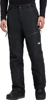 Schwarze Skihose mit mehreren Reißverschlusstaschen und Logo. Schwarze Skihose mit mehreren Reißverschlusstaschen und Logo.
