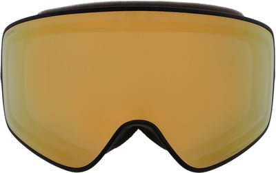 Eine Skibrille mit großem Spiegelglas und schwarzem Rahmen. Eine Skibrille mit großem Spiegelglas und schwarzem Rahmen.