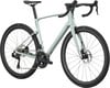 Ein hellgrünes Scott Rennrad mit Scheibenbremsen und schwarzen Laufrädern.