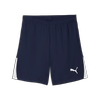 Marineblaue Puma-Shorts mit weißen Seiteneinsätzen und Logo.