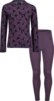 Thermo-Unterwäsche für Mädchen mit Bergmuster in Dunkelviolett.