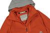 Orange Jacke mit grauem Kragen und CMP-Logo am Kragen.