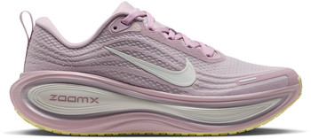 Damens-Laufschuh von Nike in Rosa mit weißem Logo und Zoomx-Schriftzug.