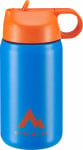 Blaue Flasche mit orangefarbenem Deckel und McKinley-Logo.