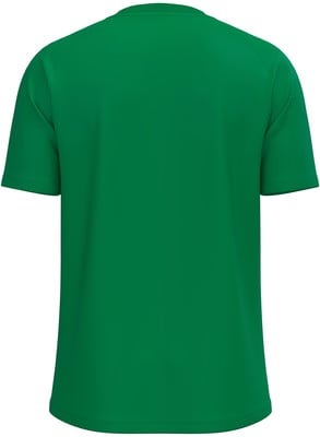 Grünes kurzärmeliges T-Shirt, von hinten gezeigt.