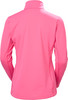Rückansicht einer pinkfarbenen Damenjacke mit langen Ärmeln und Stehkragen.
