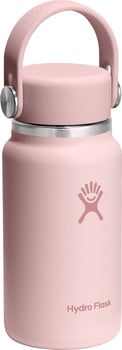 Ružová fľaša Hydro Flask s rukoväťou a logom.