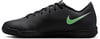 Schwarze Herren-Hallenfußballschuhe von Nike mit limettengrünem Logo.