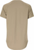Rückansicht eines beige kurzärmeligen T-Shirts mit Raglanärmeln.