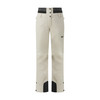 Damen-Skihose in Beige mit schwarzem Bund und Logo.