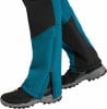 Blaue Wanderhose mit schwarzen Einsätzen und Reißverschlüssen am Knöchel.