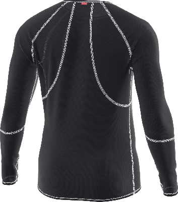 Schwarzes Herren-Thermo-Langarmshirt mit weißer Naht.