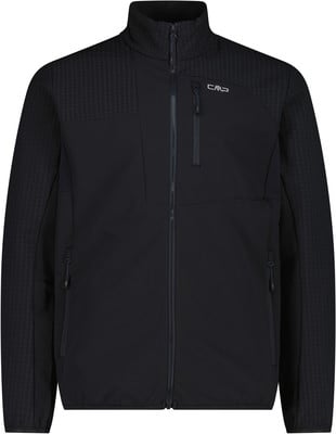 Schwarze Herrenjacke mit texturierten Einsätzen und CMP-Logo auf der Brust. Schwarze Herrenjacke mit texturierten Einsätzen und CMP-Logo auf der Brust.
