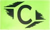 Grünes Band mit schwarzem TCL-Logo und stilisierten Pfeilen.