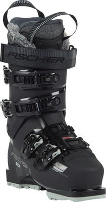 Ein schwarzer Fischer RCA Damen-Skischuh mit verstellbaren Schnallen und Pelzbesatz. Ein schwarzer Fischer RCA Damen-Skischuh mit verstellbaren Schnallen und Pelzbesatz.