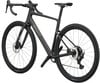 Schwarzes Scott Gravelbike mit Scheibenbremsen und breiten Reifen.