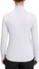 Rückansicht eines Damen-Pullover in Hellviolett mit langen Ärmeln und Stehkragen.