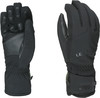 Schwarze Skihandschuhe mit Ledereinsätzen und LEVEL-Logo.