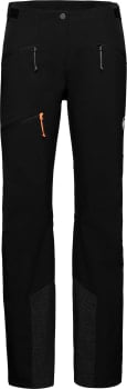 Schwarze Outdoorhose mit orangefarbenem Detail und Netzpartien.