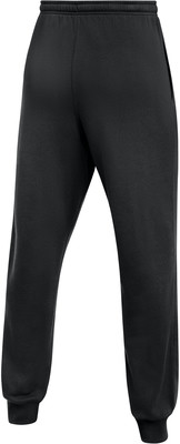 Schwarze Jogginghose von vorne mit elastischem Bund und Bündchen. Schwarze Jogginghose von vorne mit elastischem Bund und Bündchen.