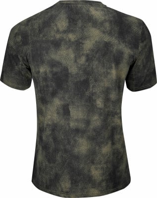 Herren-T-Shirt mit kurzen Ärmeln und einem Camouflage-Muster in dunklen Farben. Herren-T-Shirt mit kurzen Ärmeln und einem Camouflage-Muster in dunklen Farben.