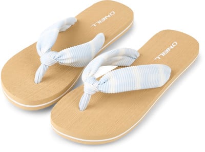 Bequeme Damen-Flip-Flops mit blau-weiß gestreiftem Design und O'Neill-Logo. Bequeme Damen-Flip-Flops mit blau-weiß gestreiftem Design und O'Neill-Logo.