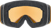 Skibrille mit orangefarbener Linse und schwarzem Schaumstoffrahmen.