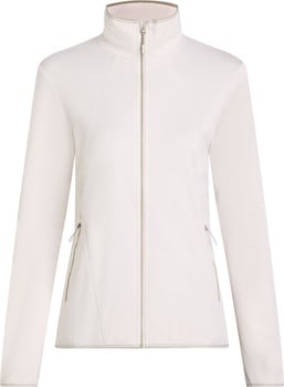 Damen-Fleecejacke in Weiß mit Stehkragen und Reißverschluss.
