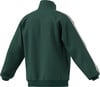 Grüne Herrenjacke mit weißen Streifen an den Ärmeln und Stehkragen.