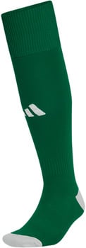 Grüner Sportsocken mit weißem Adidas-Logo und grauem Fersenbereich.