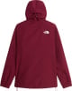 Rückansicht einer dunkelroten The North Face Jacke mit Kapuze.
