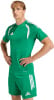 Mann in einem grünen Adidas Trikot und Shorts mit weißen Streifen.