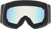 Skibrille mit schwarzem Schaumstoffrahmen und verspiegelter Linse.
