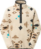 Beige Fleece Pullover mit Reißverschluss und Ethno-Muster.