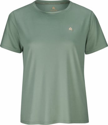 Grünes T-Shirt mit kurzen Ärmeln und Logo auf der Brust. Grünes T-Shirt mit kurzen Ärmeln und Logo auf der Brust.