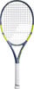 Tennisschläger mit dunkelgrauem Rahmen und gelben Akzenten.