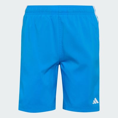 Modré pánské plavecké šortky s bílými pruhy a logem Adidas. Modré pánské plavecké šortky s bílými pruhy a logem Adidas.
