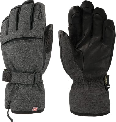 Die Vorderseite der Handschuhe ist dunkelgrau mit schwarzem Leder auf der Handfläche. Die Vorderseite der Handschuhe ist dunkelgrau mit schwarzem Leder auf der Handfläche.