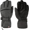 Die Vorderseite der Handschuhe ist dunkelgrau mit schwarzem Leder auf der Handfläche.
